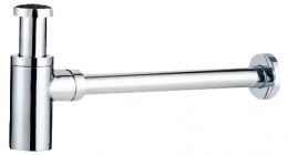 Комплектующие-KORDI KD A186 - Сифон для раковины латунь хромированная, регулируется по высоте от 140-220 мм,с пристенной трубкой 300 мм,верхняя надвижная розетка 65 мм